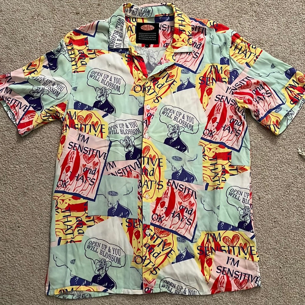 Petals and Peacocks Graphic Button Up Shirt